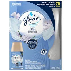 Glade Automatic Spray Starter Kit, Air Freshener, Clean Linen, 6.2 oz