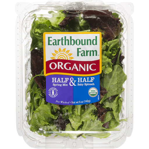 slide 2 of 9, Earthbound Farm Organic Half & Half Baby Spinach and Spring Mix, 5 oz