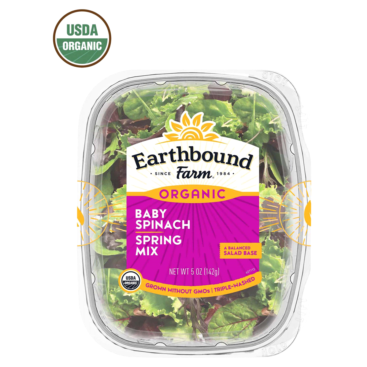 slide 1 of 9, Earthbound Farm Organic Half & Half Baby Spinach and Spring Mix, 5 oz