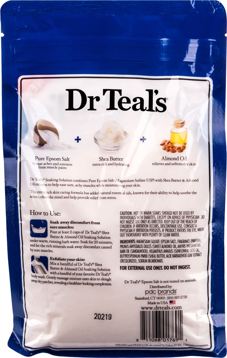 slide 3 of 6, Dr. Teal's Shea Butter & Almond to Soften & Moisturize Pure Epsom Salt Soaking Solution 3lbs, 3 lb