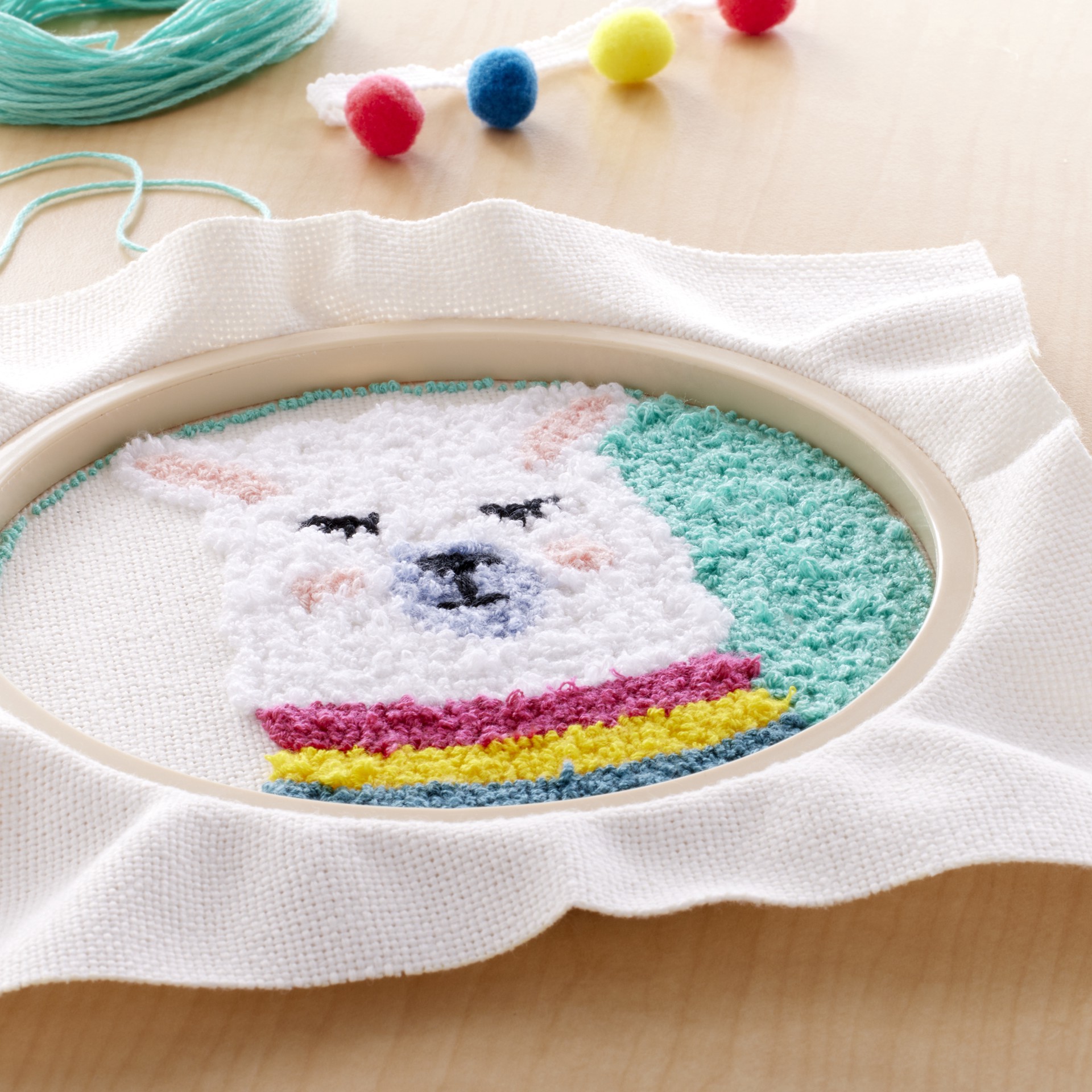 slide 4 of 5, Llama Punch Needle Kit By Loops & Threads, 6 in