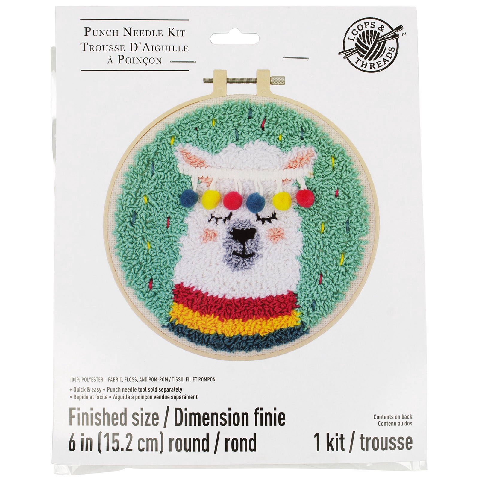 slide 5 of 5, Llama Punch Needle Kit By Loops & Threads, 6 in