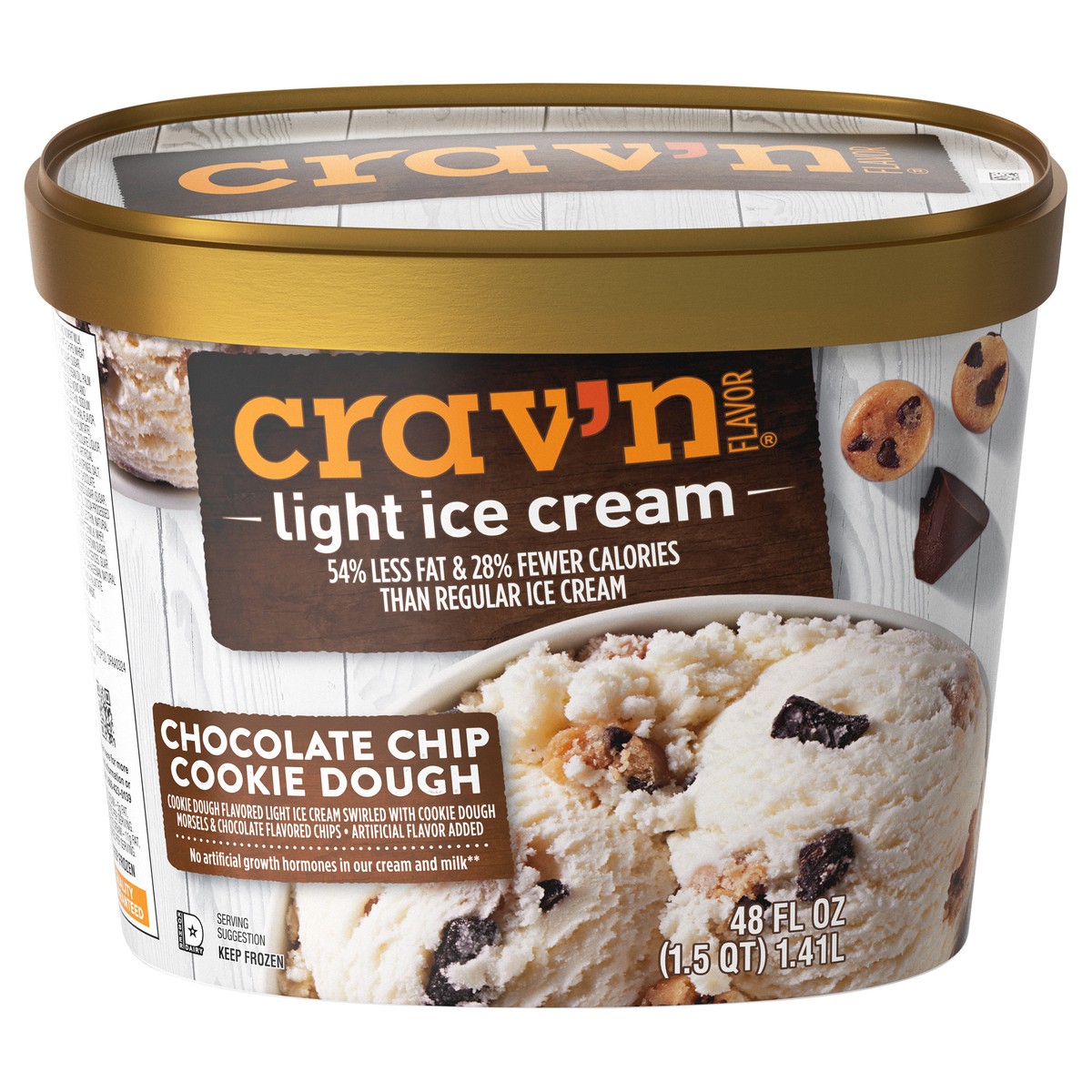 slide 2 of 4, Crav'n Crav'n Ice Cream - Light Chocolate Chip Cookie Dough, 48 fl oz
