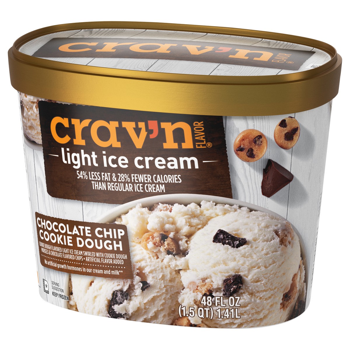 slide 4 of 4, Crav'n Crav'n Ice Cream - Light Chocolate Chip Cookie Dough, 48 fl oz