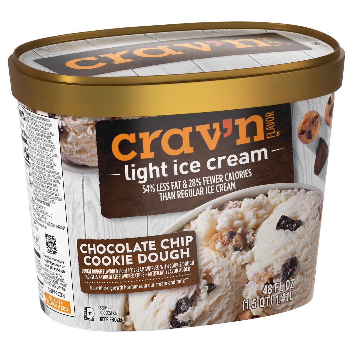 slide 3 of 4, Crav'n Crav'n Ice Cream - Light Chocolate Chip Cookie Dough, 48 fl oz
