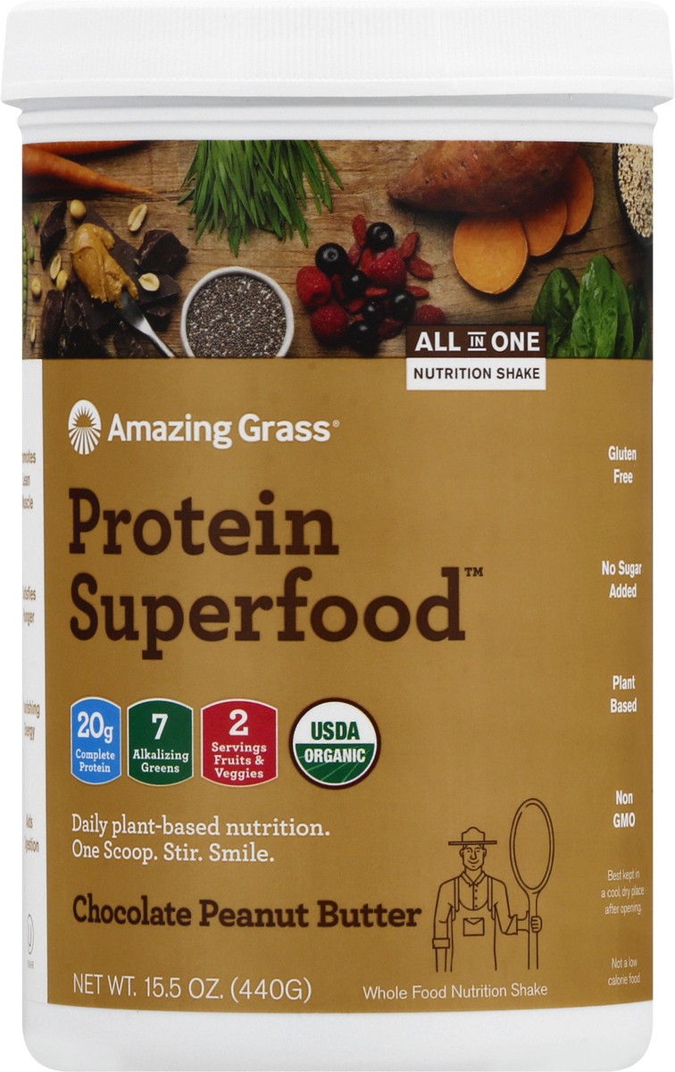 slide 7 of 12, Amazing Grass Chocolate Peanut Butter Protein Superfood 16 oz, 16 oz