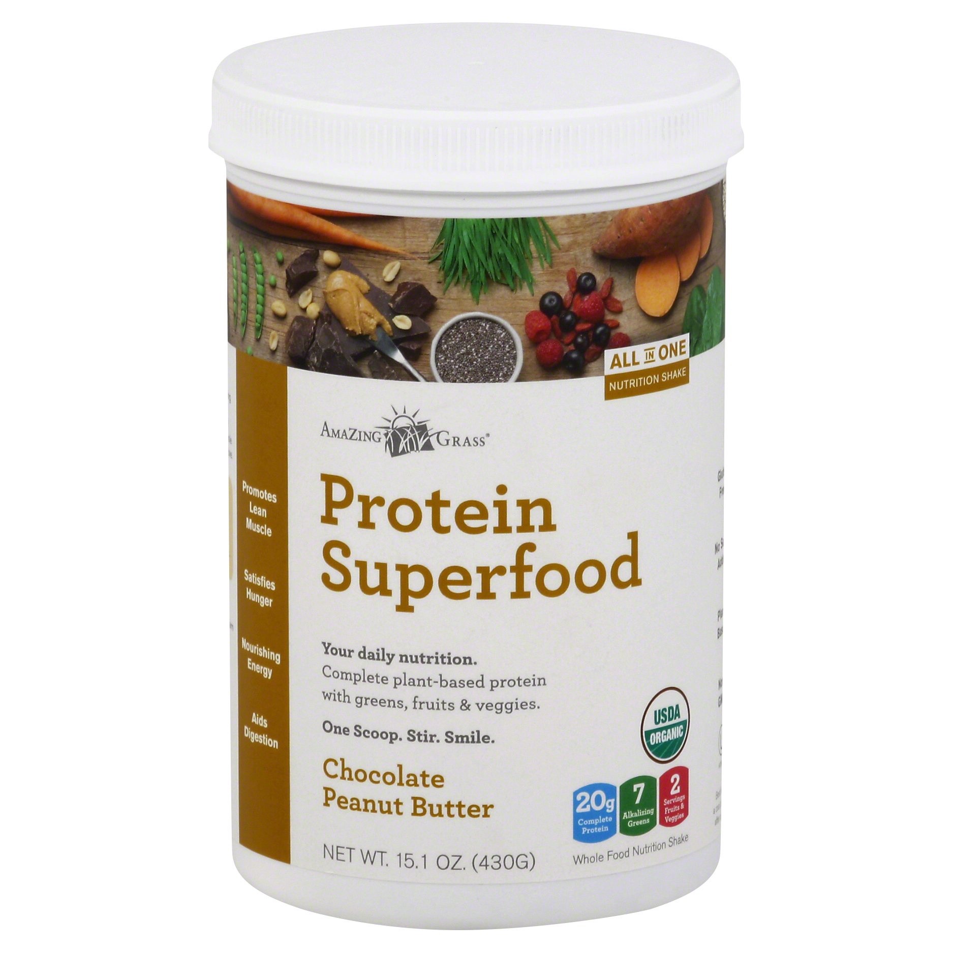 slide 1 of 12, Amazing Grass Chocolate Peanut Butter Protein Superfood 16 oz, 16 oz