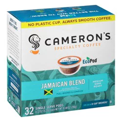 Cameron's EcoPod Medium Dark Roast Smooth Jamaican Blend Coffee Cup/Tub/Bowl - 32 ct