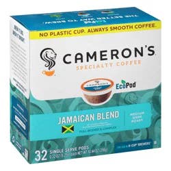 Cameron's EcoPod Medium Dark Roast Smooth Jamaican Blend Coffee Cup/Tub/Bowl - 32 ct