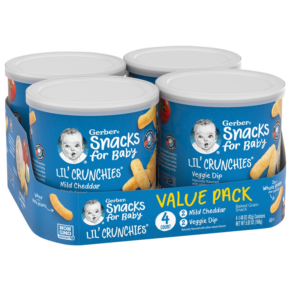 slide 9 of 9, Gerber Stage 3 Baby Food Snacks, Value Pack Lil’ Crunchies, Baby Led Feeding, 4PK, 4 ct