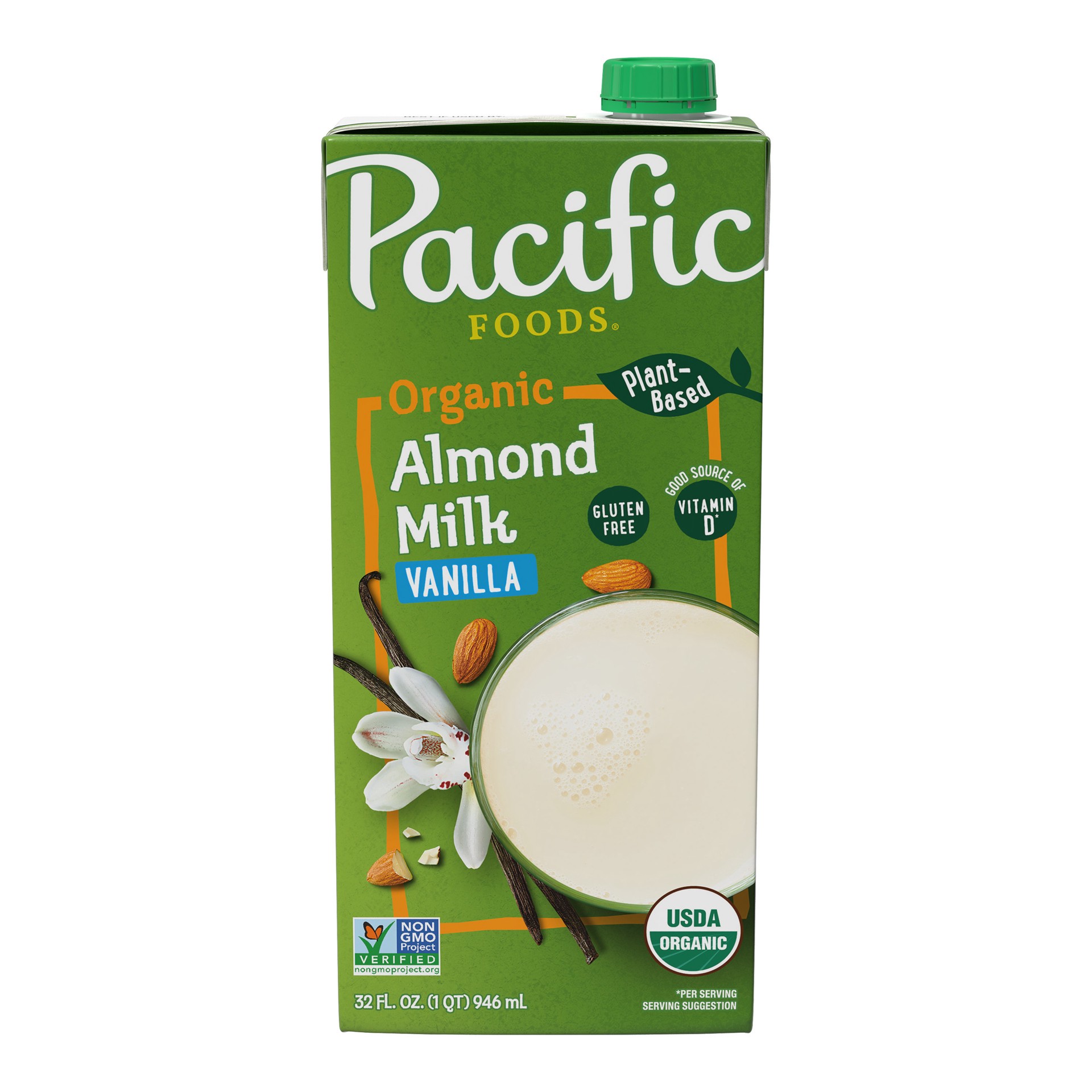 slide 1 of 9, Pacific Foods Organic Vanilla Almond Milk, Plant Based Milk, 32 oz Carton, 32 fl oz