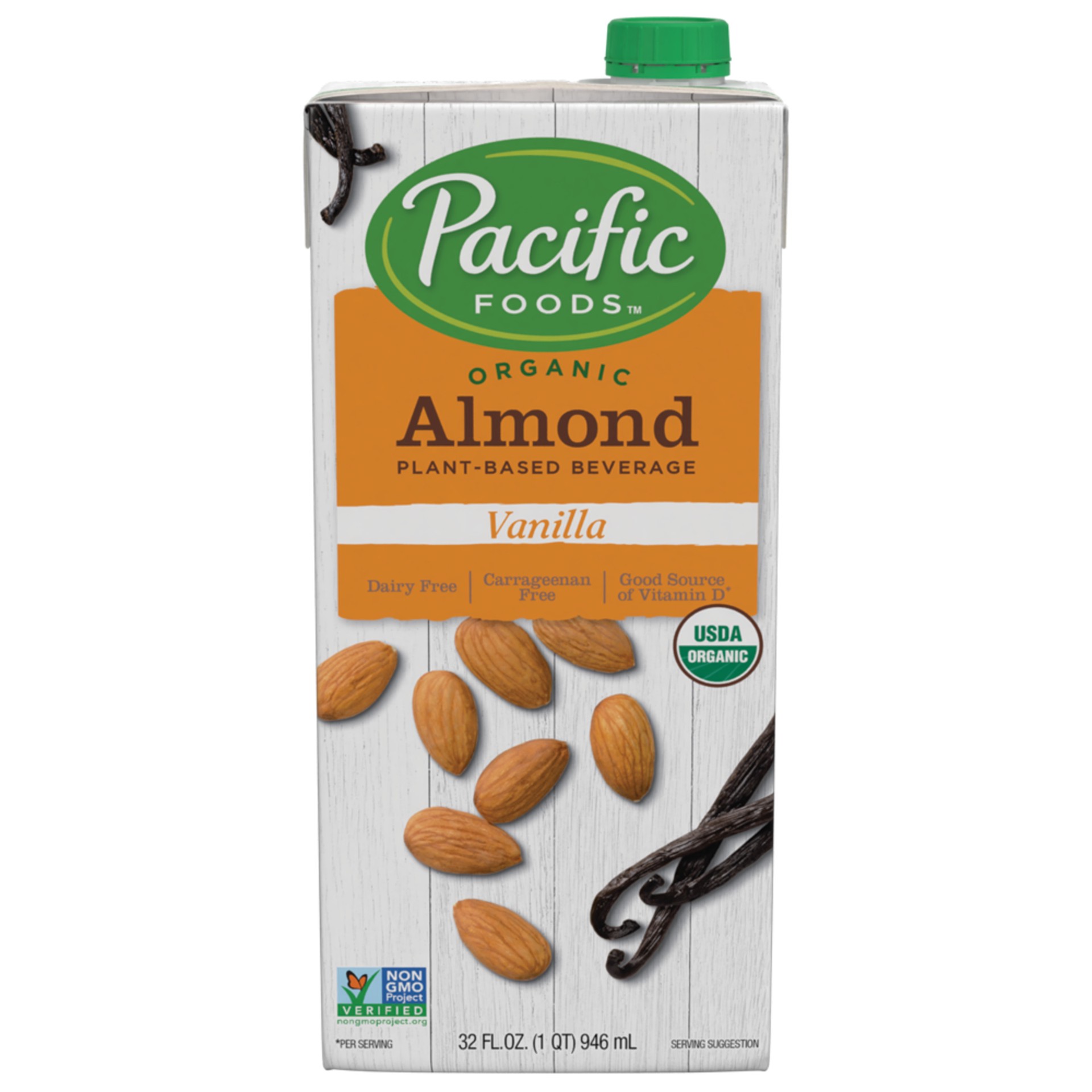 slide 1 of 9, Pacific Foods Almond Vanilla Lowfat Soy Beverage, 32 fl oz