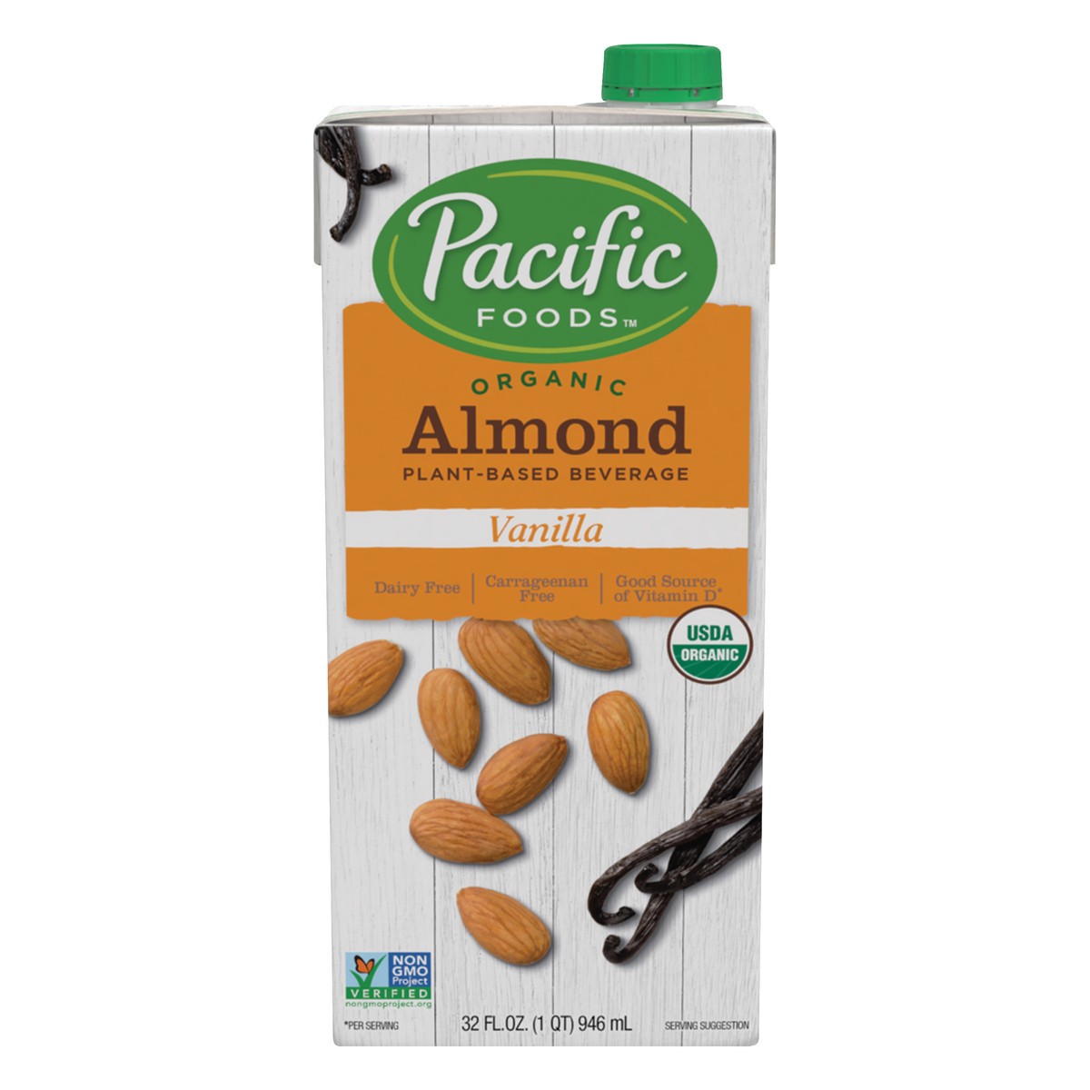 slide 1 of 9, Pacific Foods Organic Vanilla Almond Beverage, 32 fl oz