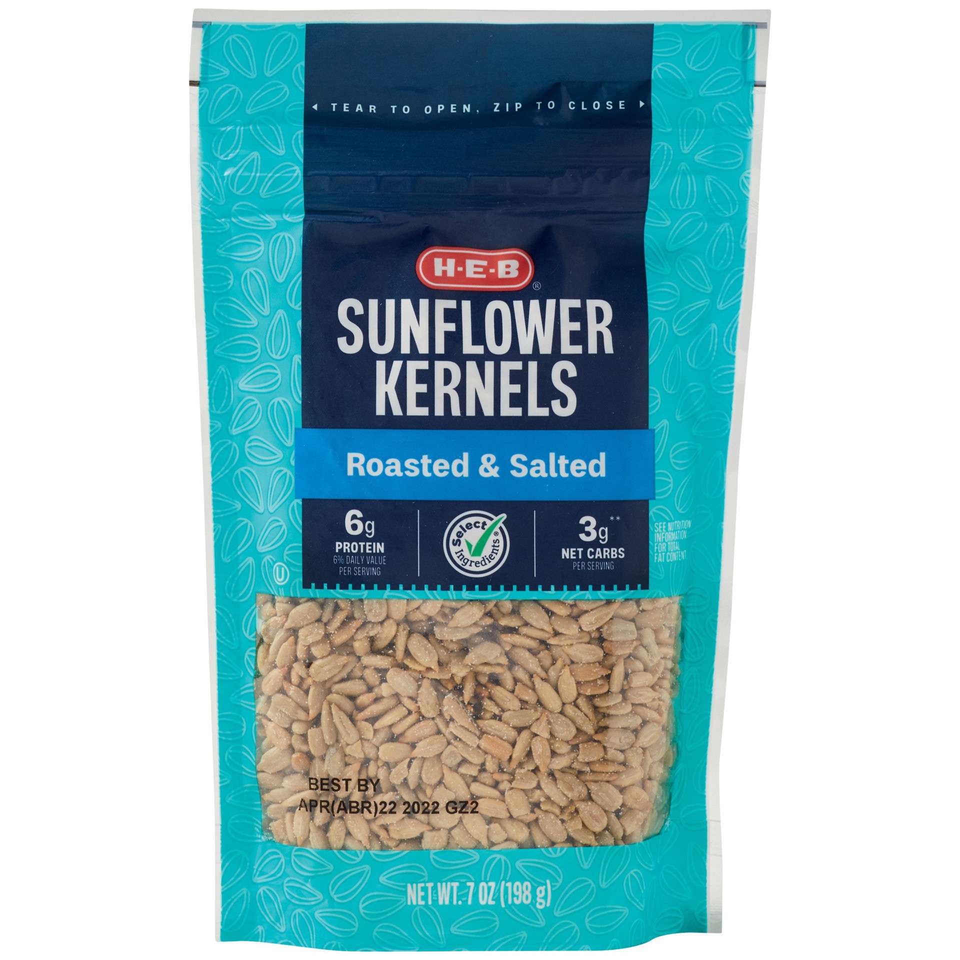 slide 1 of 1, H-E-B Roasted and Salted Sunflower Kernels, 7 oz