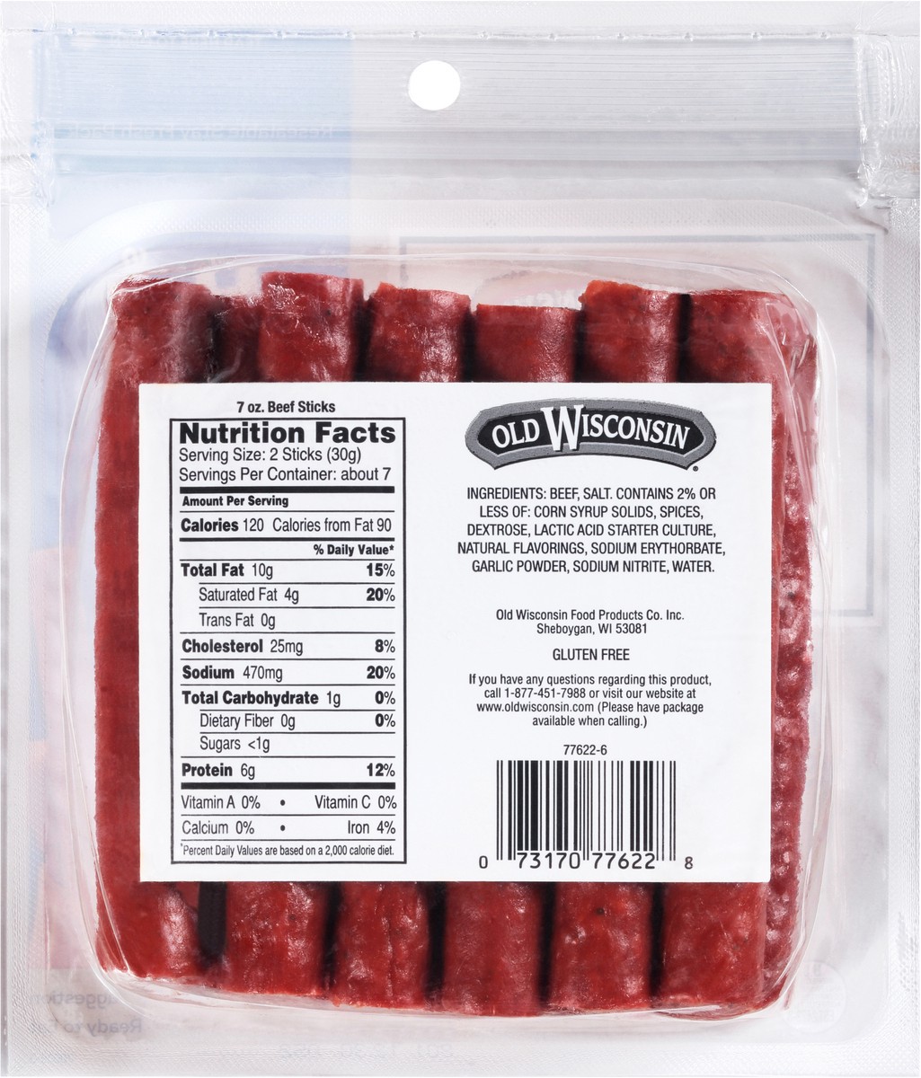 slide 7 of 7, Old Wisconsin Beef Snack Sticks, 7 oz