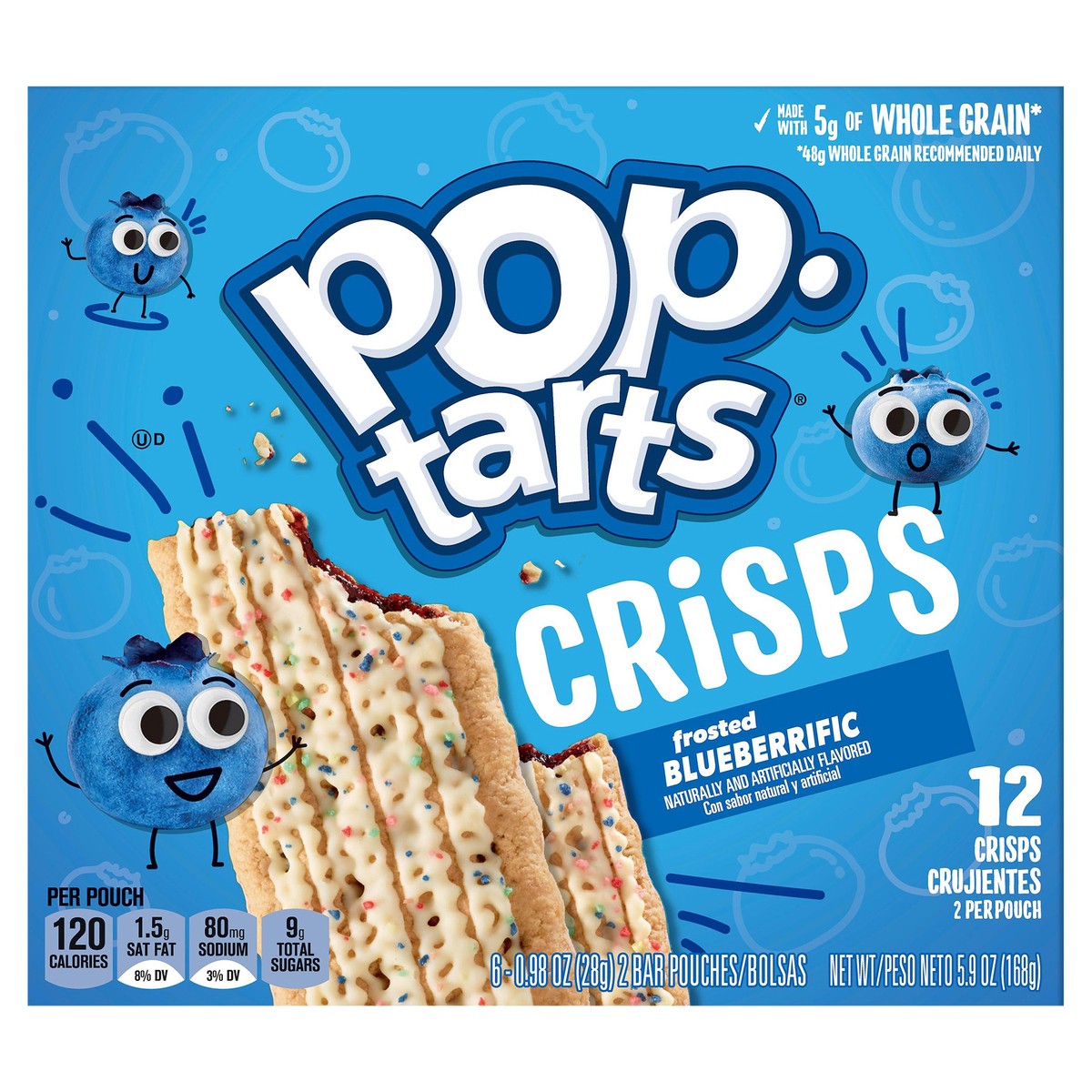 slide 1 of 5, Pop-Tarts Baked Crisps, Frosted Blueberrific, 5.9 oz, 12 Count, 5.9 oz