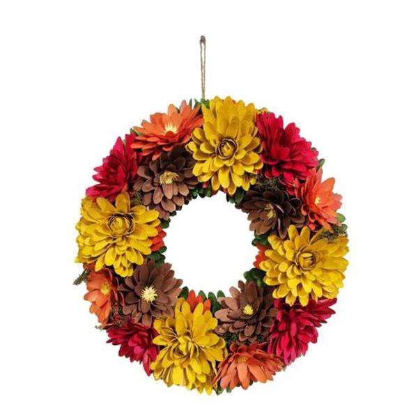 slide 1 of 1, Mum Wood Curl Wreath, 1 ct