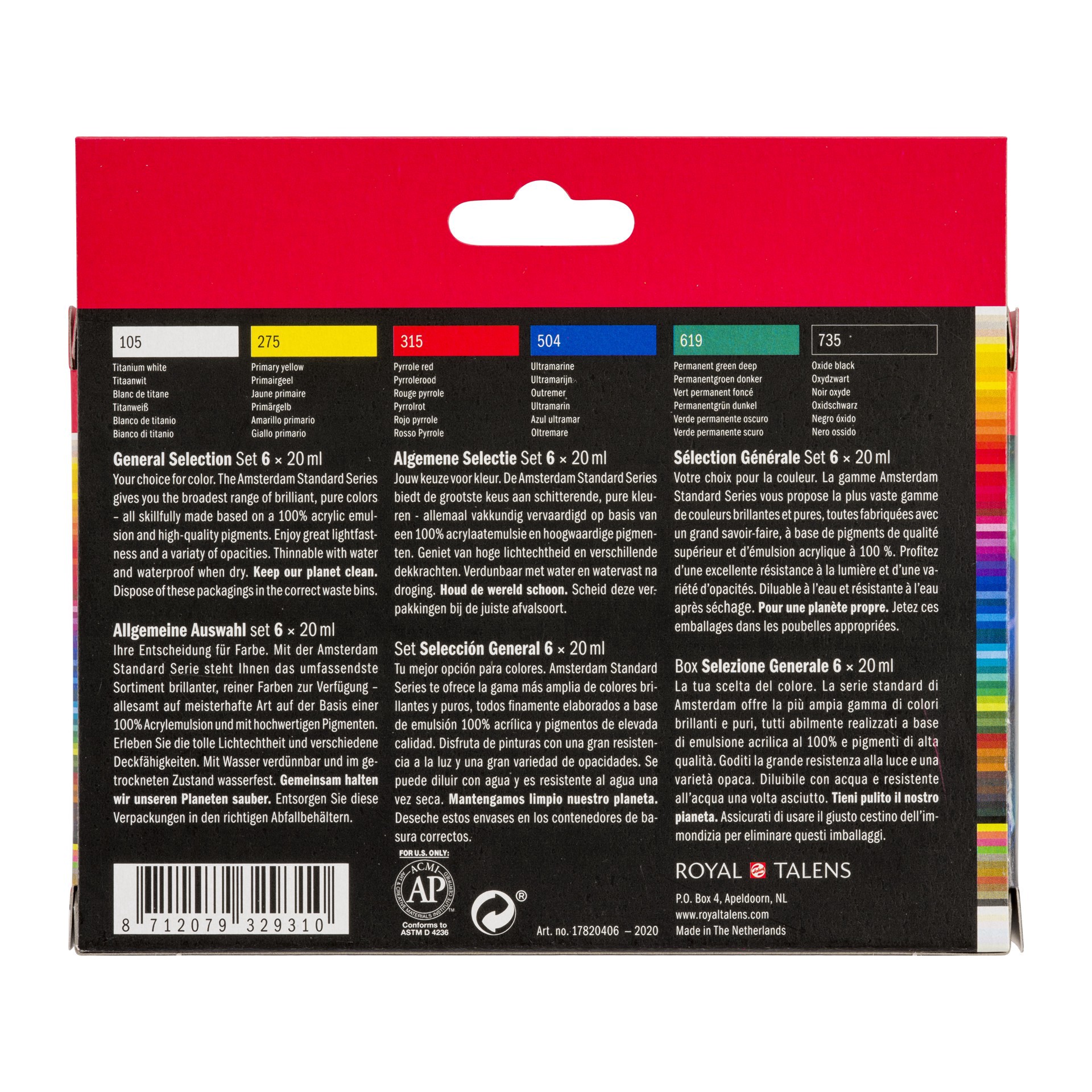 slide 6 of 6, New Amsterdam Standard Series 6 Color General Selection Acrylic Paint Set, 1 ct