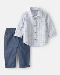 Carter's Baby Boy 2-Piece Plaid Shirt & Pant Set - Blue - 18M