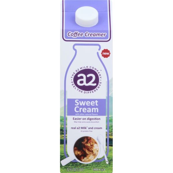 slide 1 of 10, A2 Milk Coffee Creamer, Sweet Cream, 32 fl oz