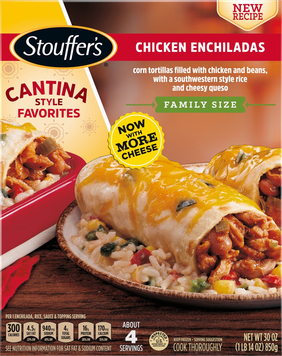 slide 5 of 7, Stouffer's Family Size Chicken Enchiladas Frozen Meal, 30 oz