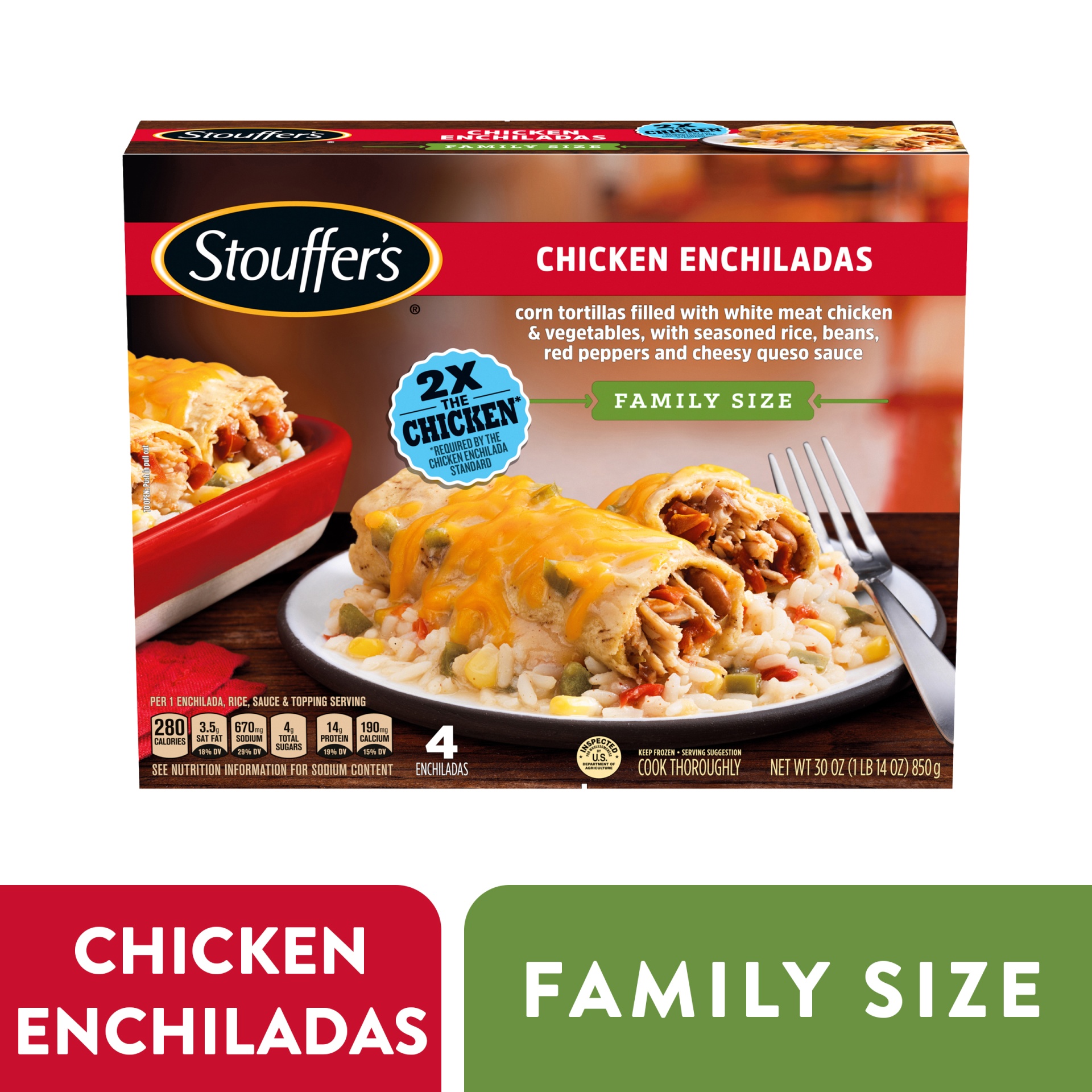 slide 1 of 3, Stouffer's Chicken Enchiladas Family Size, 30 oz