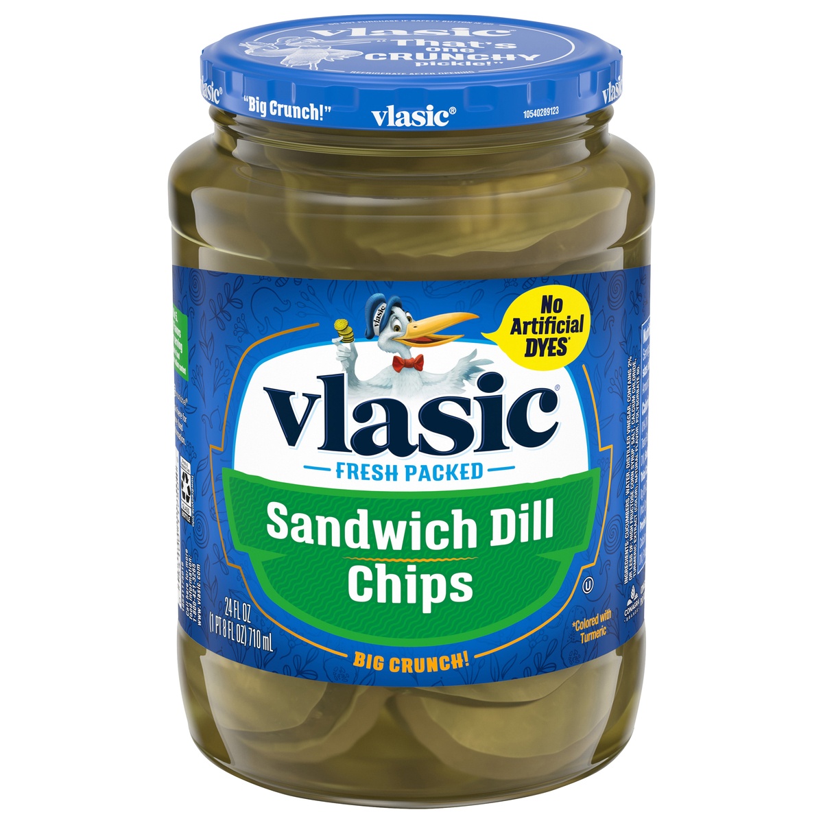 slide 1 of 1, Vlasic Sandwich Dill Pickle Chips, Keto Friendly, 24 FL OZ, 