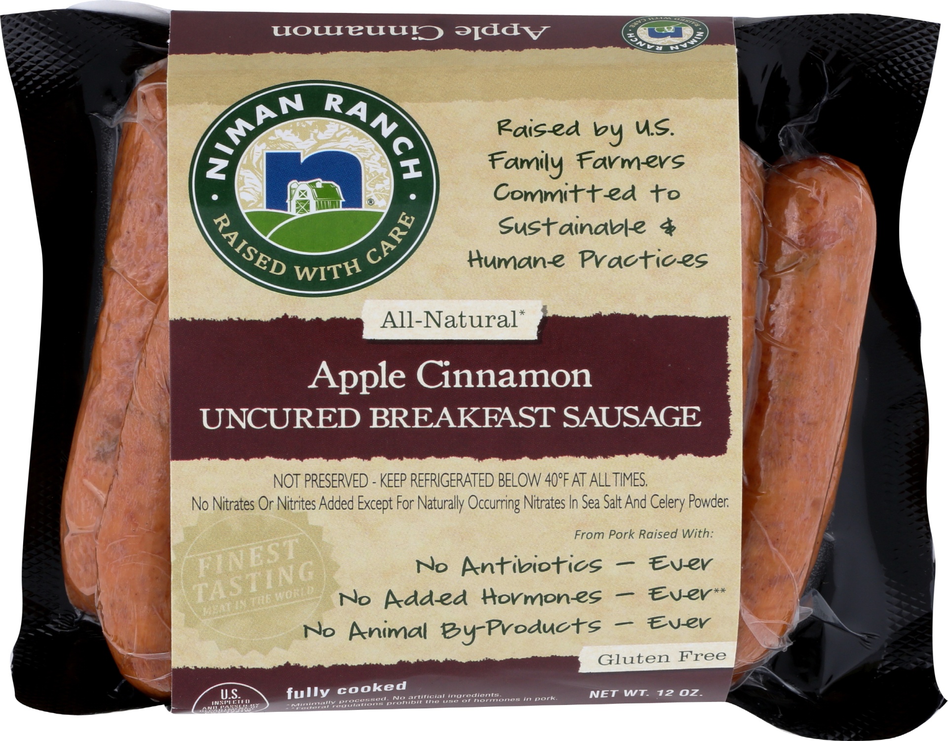 slide 1 of 1, Niman Ranch Uncured Apple Cinnamon Breakfast Links, 1 ct