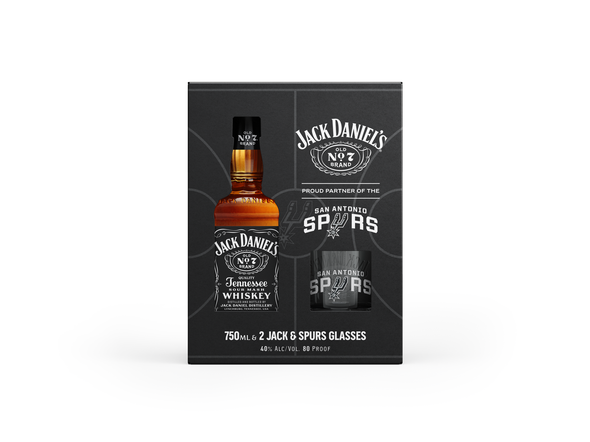 slide 1 of 4, Jack Daniel's Black W Spurs Glasses, 750 ml