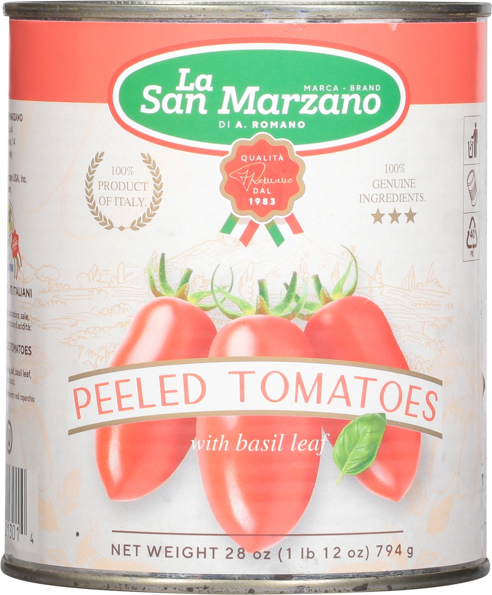 slide 7 of 13, La San Marzano Peeled Tomatoes with Basil Leaf 28 oz, 28 oz