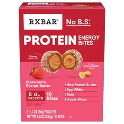 RXBAR Protein Energy Bites, Gluten Free Protein Balls, Strawberry Peanut Butter, 8.8oz Box, 10 Bites