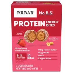 RXBAR Protein Energy Bites, Gluten Free Protein Balls, Strawberry Peanut Butter, 8.8oz Box, 10 Bites
