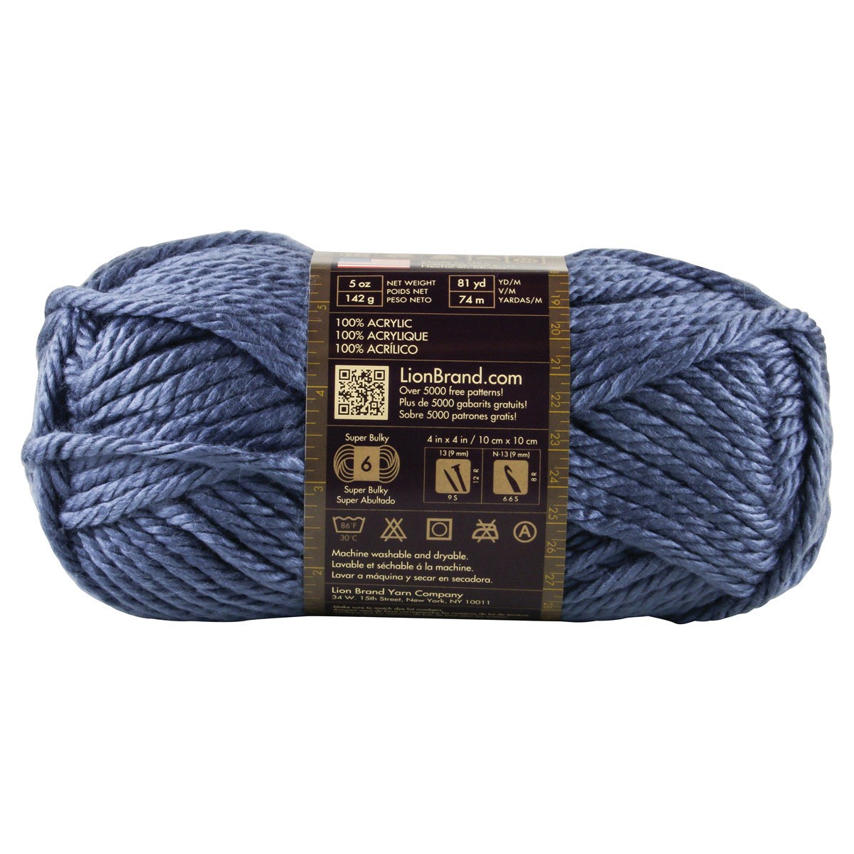 slide 8 of 9, Lion Brand Yarn Hometown USA 135-108 Washington Demin, 5 oz