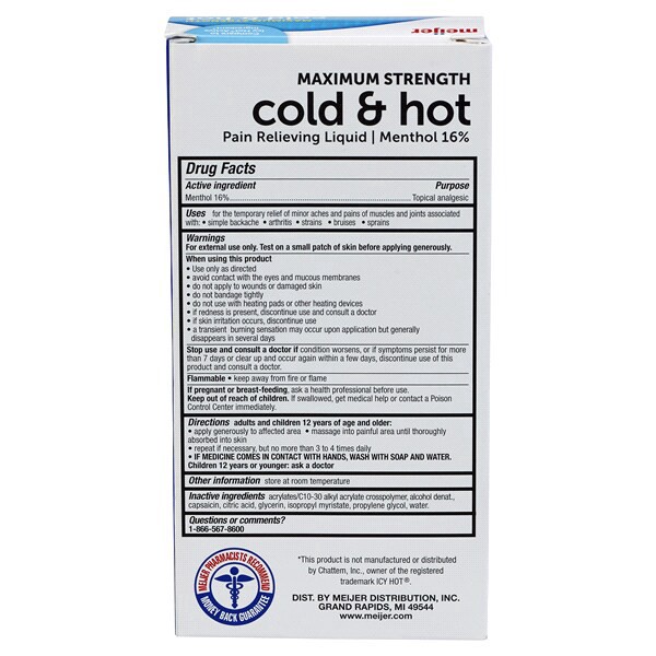 slide 5 of 5, Meijer Maximum Strength Cold & Hot Pain Relieving Liquid, 2.5 oz