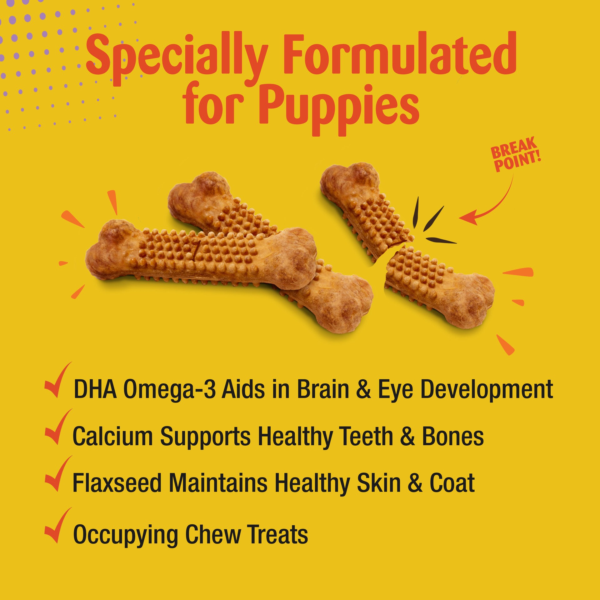 slide 8 of 8, Nylabone Natural Nubz Puppy Chew Treats, Turkey & Sweet Potato Flavor Small - Up to 30 lbs.(8 Count), 8 ct
