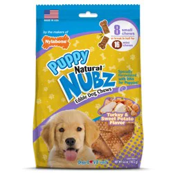 Nylabone Natural Nubz Puppy Chew Treats, Turkey & Sweet Potato Flavor Small - Up to 30 lbs.(8 Count)