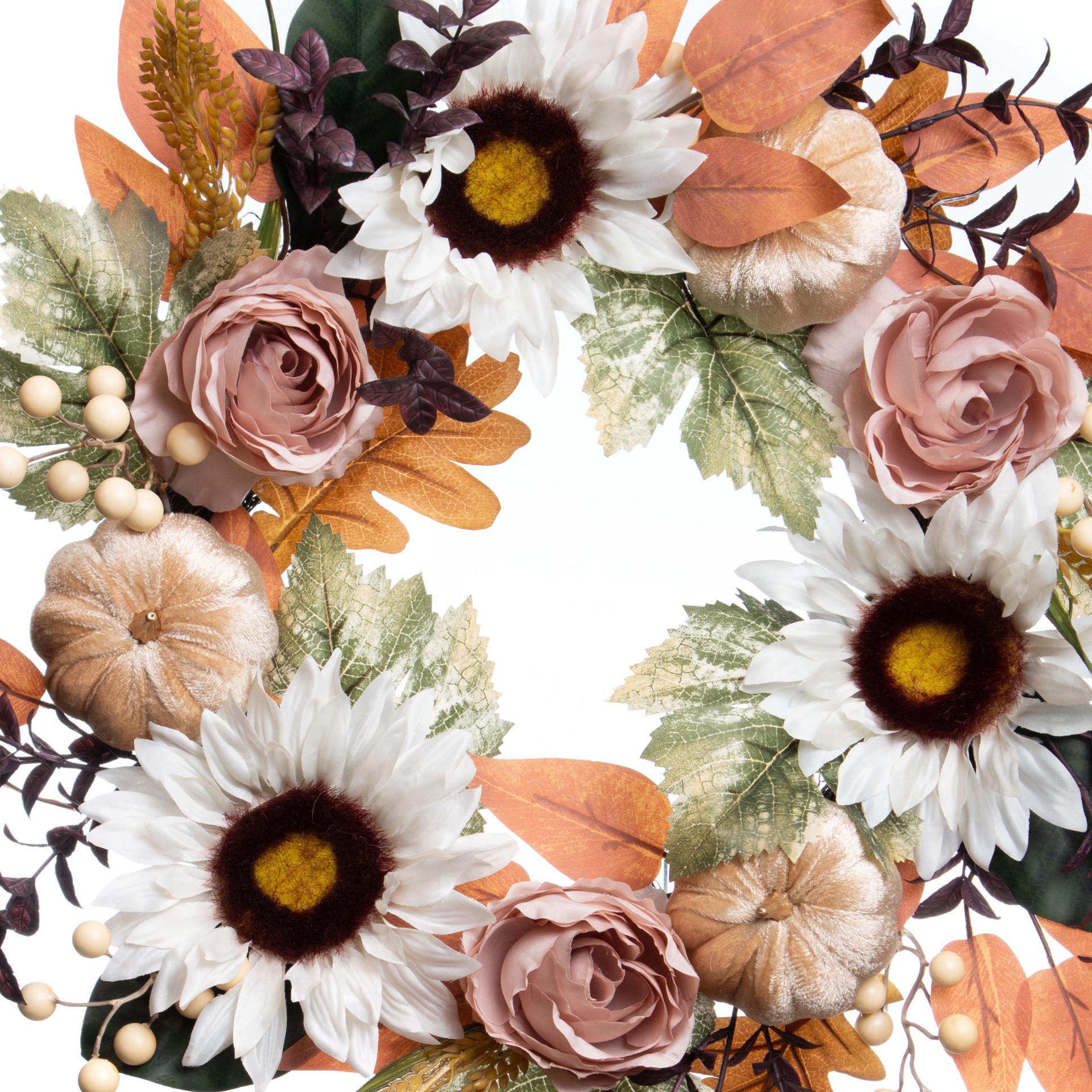 slide 3 of 3, 22" Sunflower, Pumpkin & Rose Wreath By Ashland, 22 in