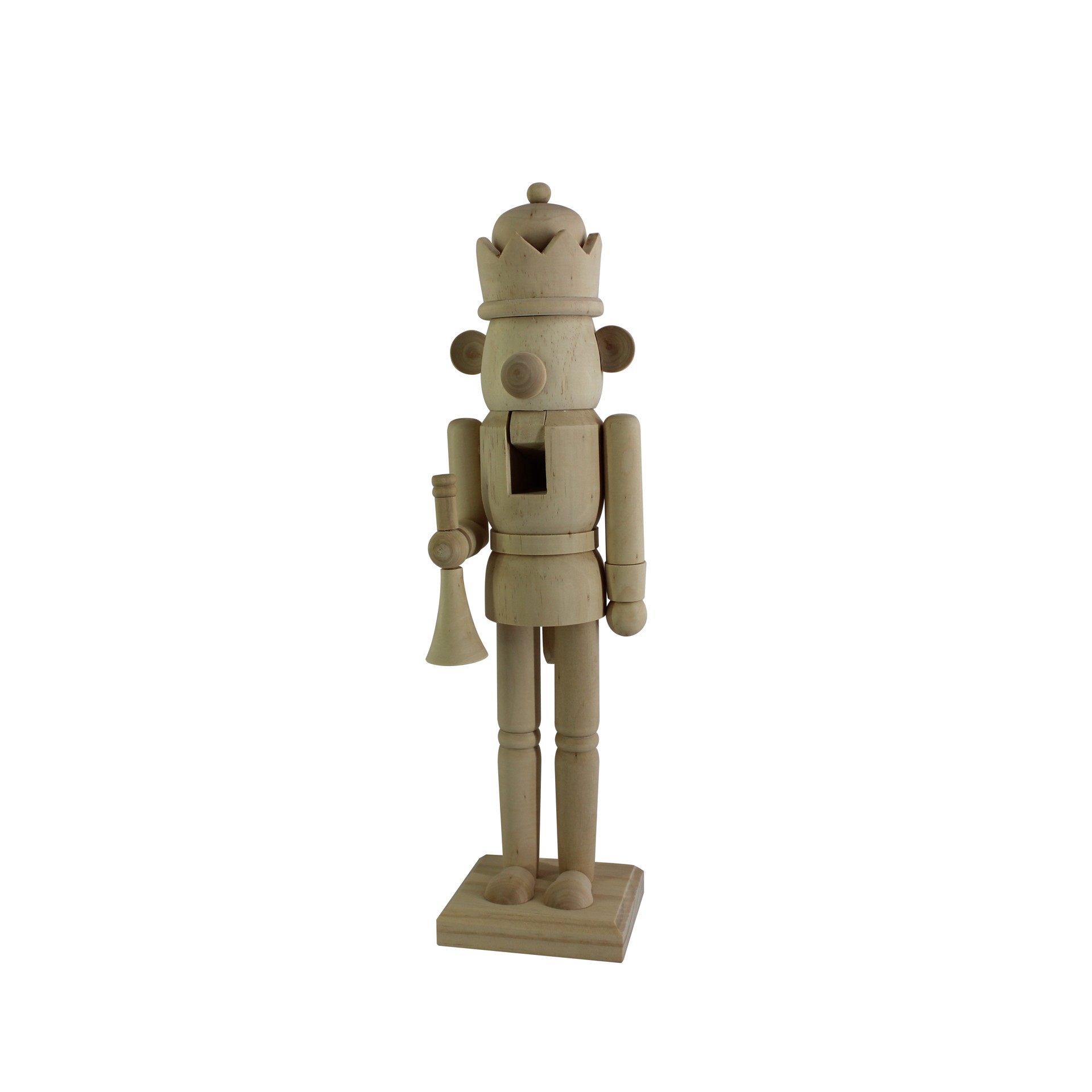 slide 3 of 5, 14" King Bear With Trumpet Diy Pinewood Nutcracker By Make Market, 14 in