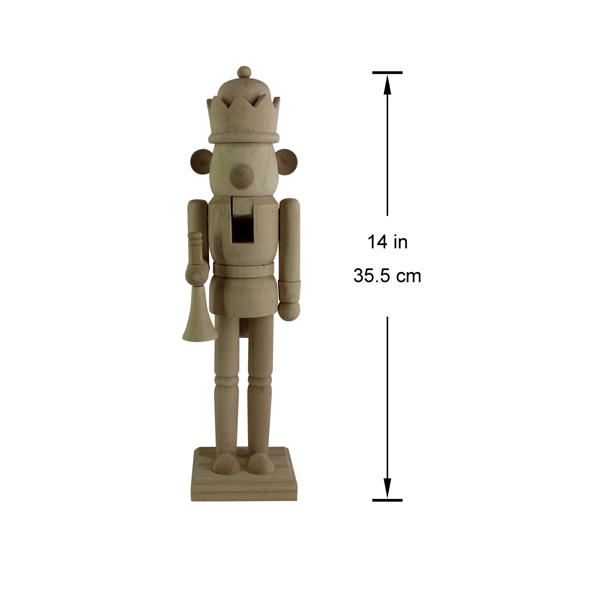 slide 2 of 5, 14" King Bear With Trumpet Diy Pinewood Nutcracker By Make Market, 14 in