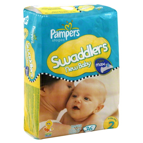 slide 1 of 1, Pampers Swaddlers Jumbo Pack Diapers Size 2, 36 ct