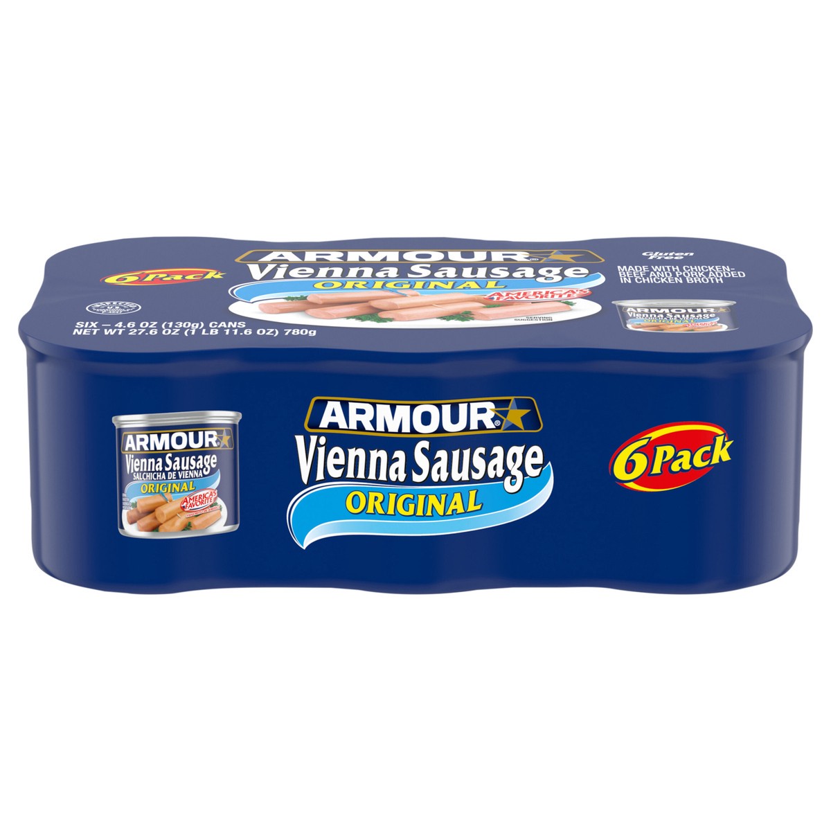 slide 1 of 5, Armour Star Vienna Sausage, Original Flavor, 7g Protein Per Serving, 4.6 oz Can (Pack of 6), 6 ct