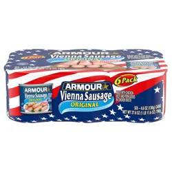 Armour Star Vienna Sausage, Original Flavor, 7g Protein Per Serving, 4.6 oz Can (Pack of 6)