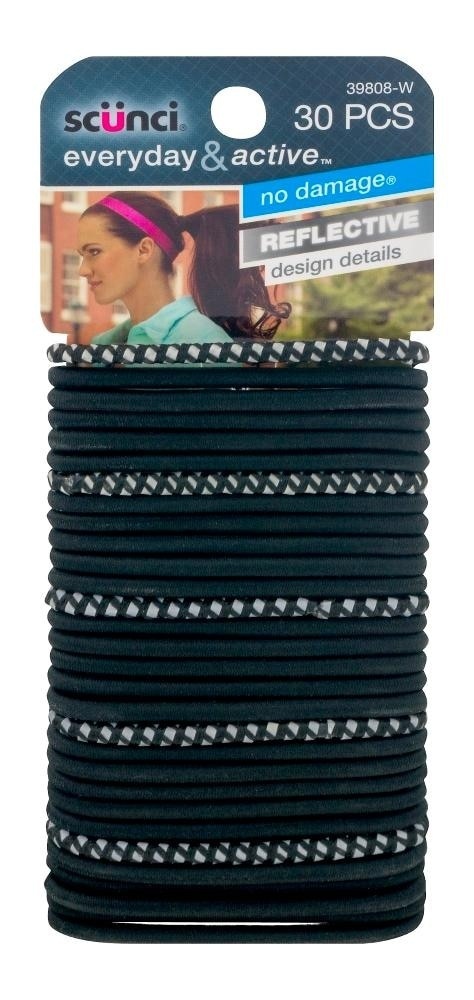 slide 1 of 1, scünci Everyday Active Reflective Design Hair Bands, 30 ct