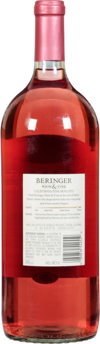 slide 7 of 12, Beringer Main & Vine Pink Moscato, Pink Wine, 1.5L, 1.50 liter