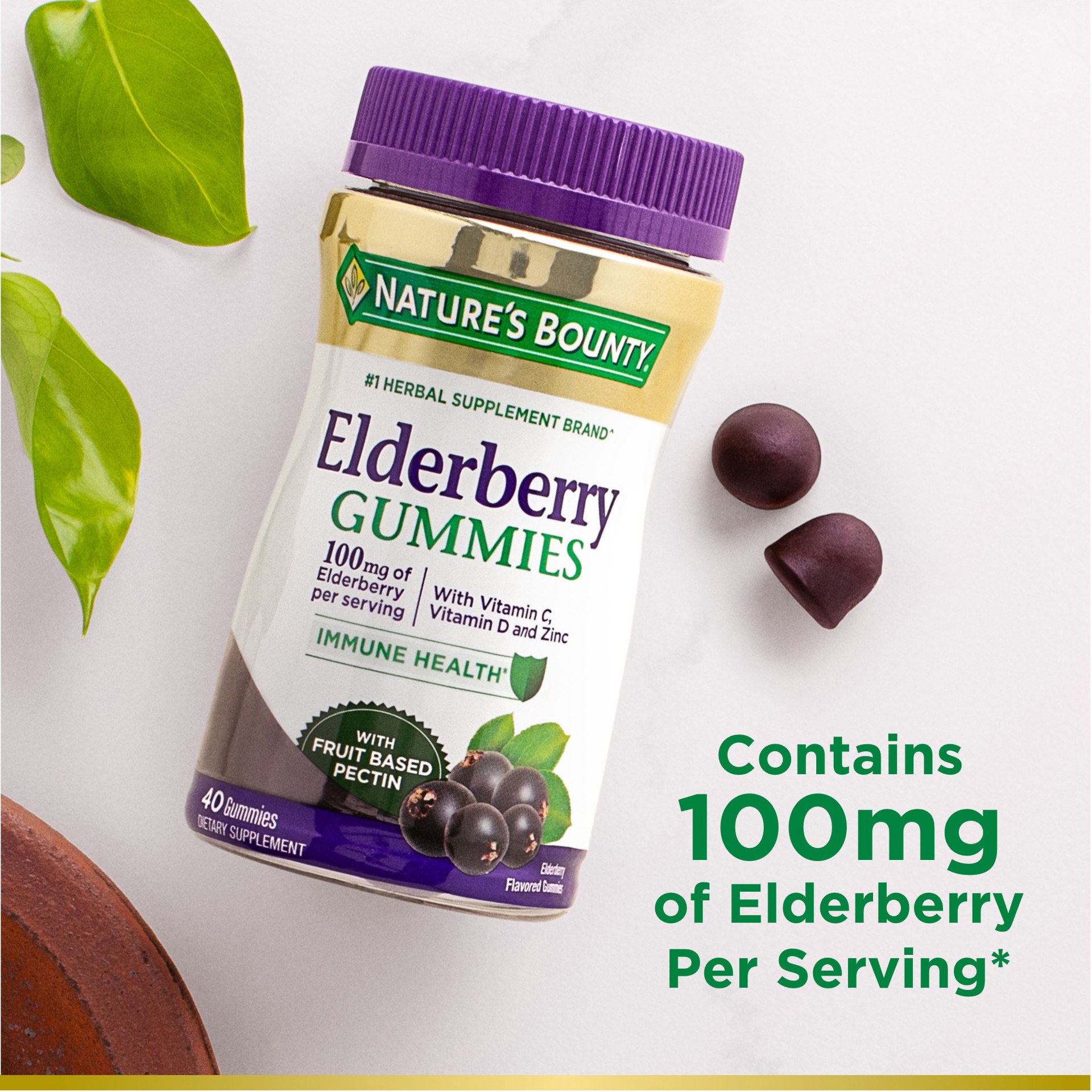 slide 5 of 5, Nature's Bounty Elderberry Gummies, 40 ct