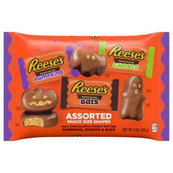 Reese's Assorted Milk Chocolate Snack Size Peanut Butter Shapes, Halloween Candy Variety Bag, 9 oz