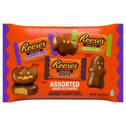 Reese's Assorted Milk Chocolate Snack Size Peanut Butter Shapes, Halloween Candy Variety Bag, 9 oz