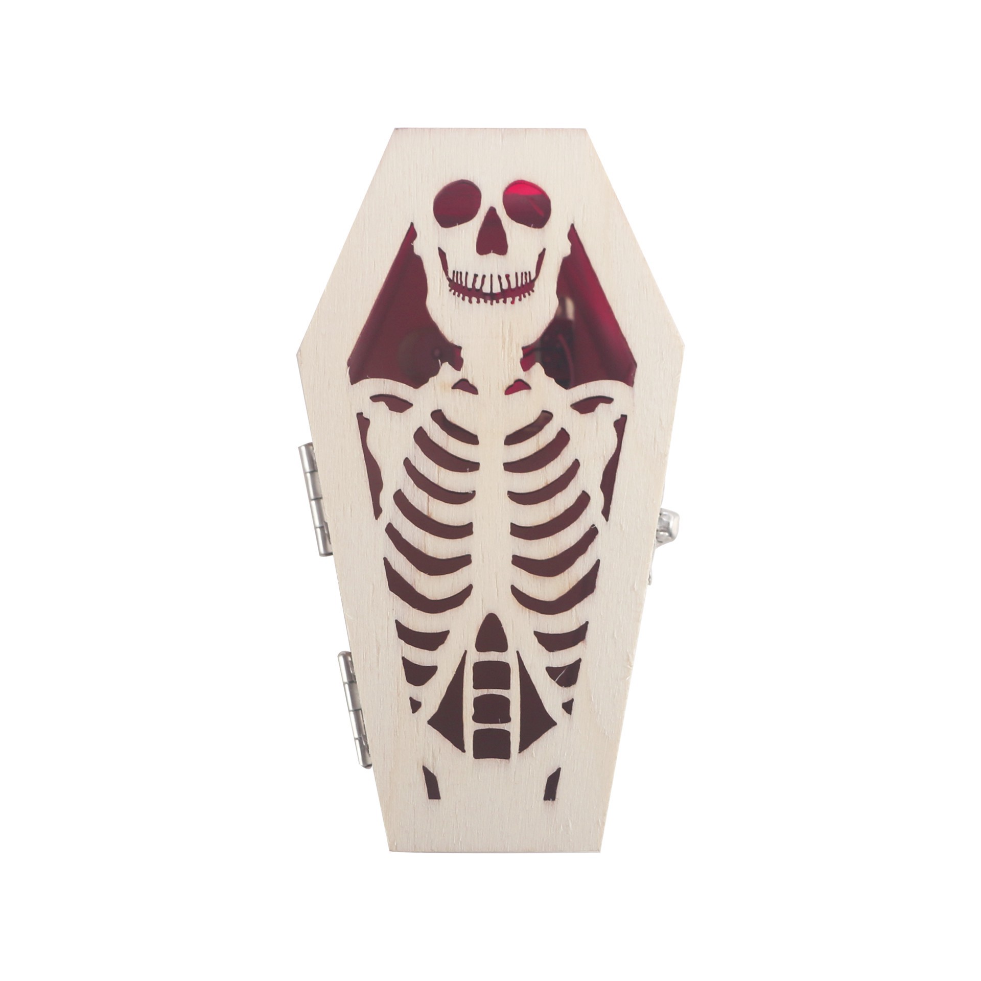 slide 2 of 4, Mini Skeleton Coffin Diy Led Wood Decor By Make Market, 2.3 in x 1.5 in x 4.4 in