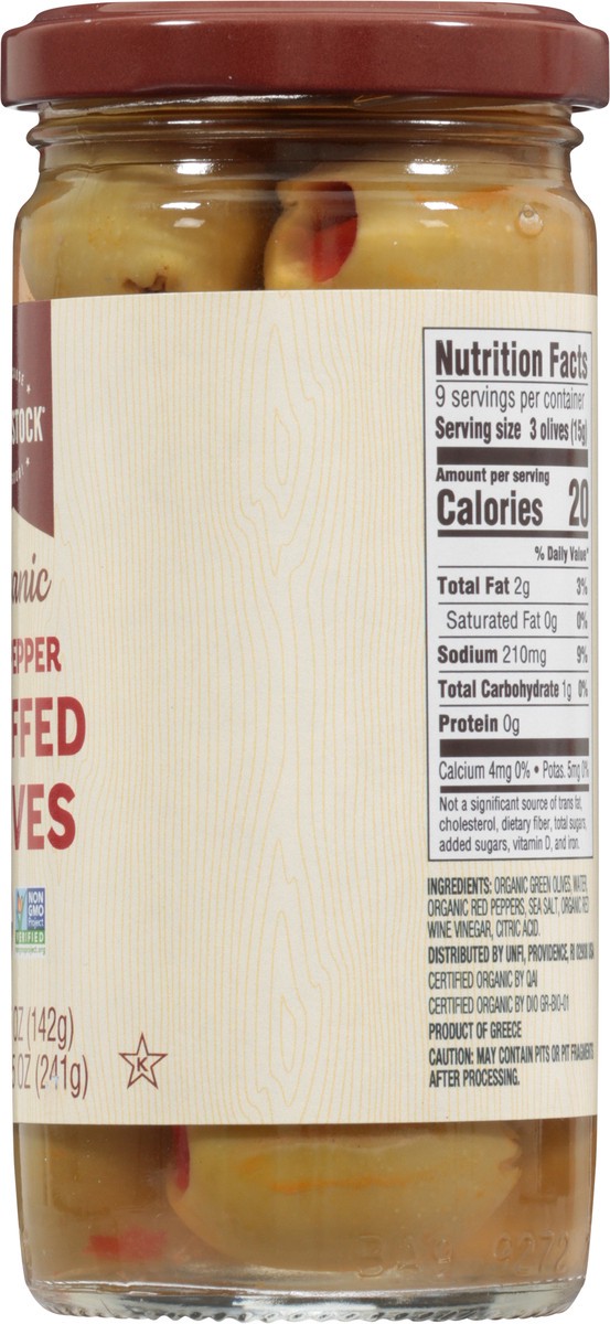 slide 6 of 13, Woodstock Og Red Pepper Stfd Olives, 8.5 oz