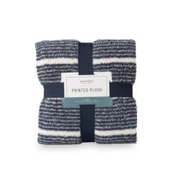 BERKSHIRE BLANKET Berkshire Printed Retro Comfort Plush Throw Navy, 50 In X 70 In